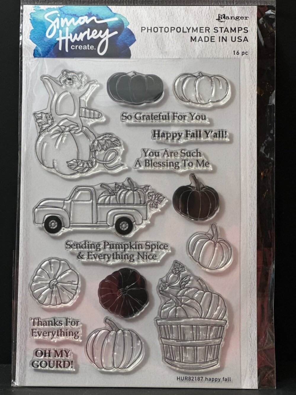 Simon Hurley Create Stamps Happy Fall Cling Stamps